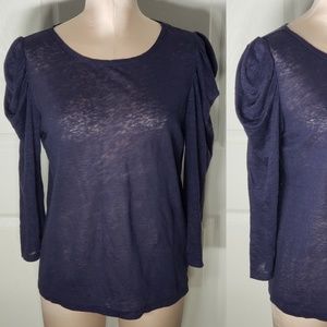 Joie Linen Puffy Sleeve Shirt Blouse Top Sz Xs